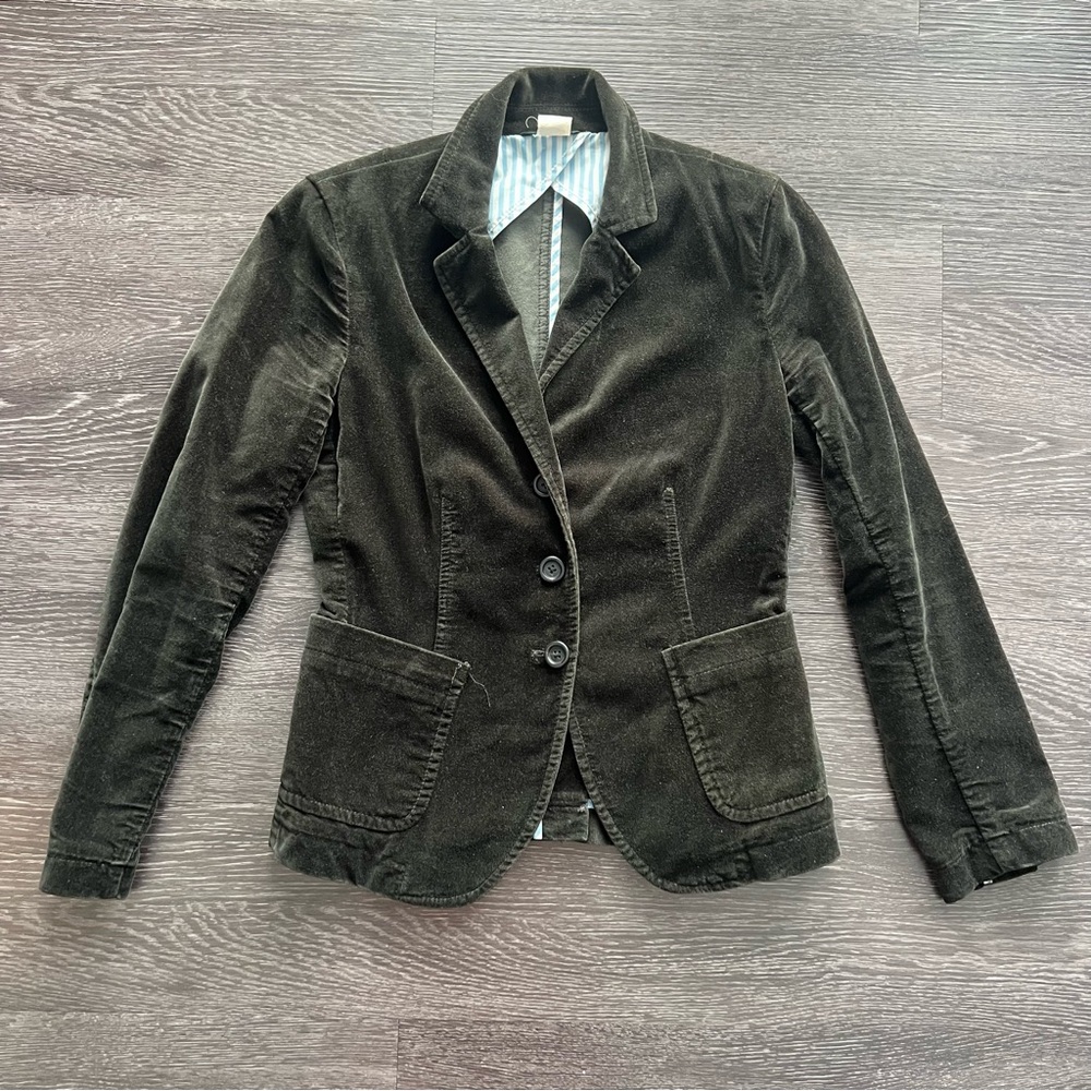 J. Crew Women's Dark Olive Green Corduroy Blazer